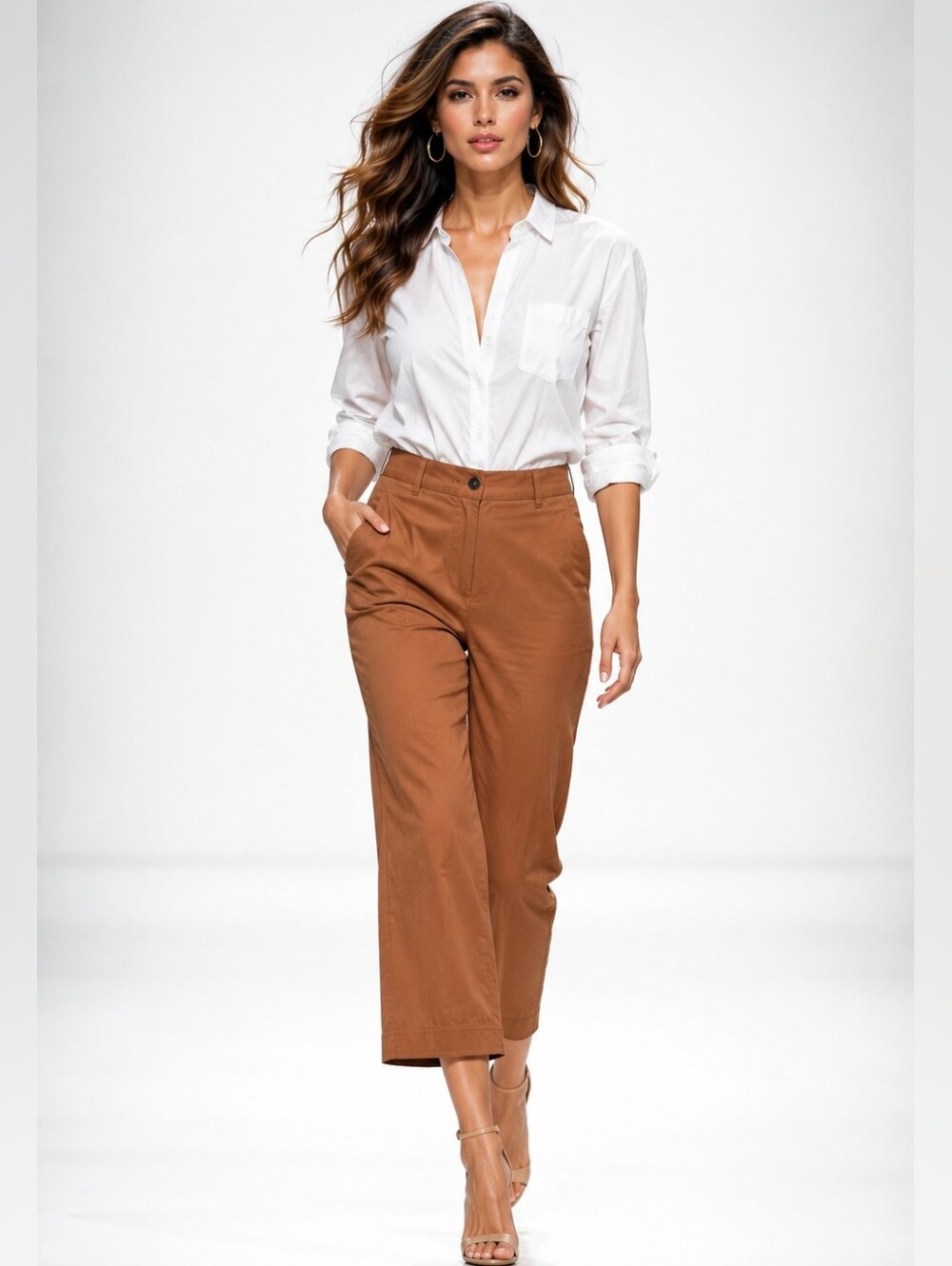 Tommy Bahama Brown Stretch Crop Trousers Size 2 Cotton Casual Pants